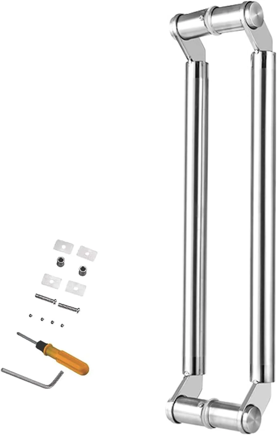 دستگیره درب کشویی انبار برای درب ضخیم 8 سانتی متری، دستگیره جایگزین درب دوش 24 30 40 50 60 اینچی، کیت دستگیره درب ورودی استیل ضد زنگ، نقره ای - بلند 120 سانتی متر / 47.2 اینچ