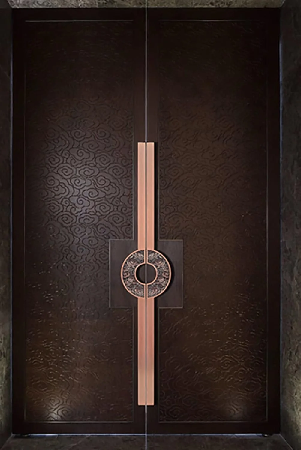 دستگیره کشویی درب انبار برای درب ورودی/درب های شیشه ای/درب رستوران، دستگیره درب ورودی داخلی و خارجی سنگین معاصر، مدل، مسی قرمز - 80 سانتی متر