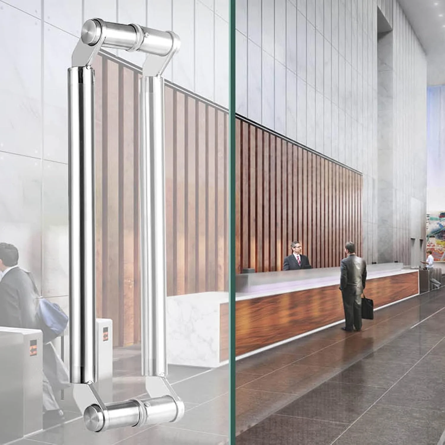 دستگیره درب کشویی انبار برای درب ضخیم 8 سانتی متری، دستگیره جایگزین درب دوش 24 30 40 50 60 اینچی، کیت دستگیره درب ورودی استیل ضد زنگ، نقره ای - بلند 120 سانتی متر / 47.2 اینچ