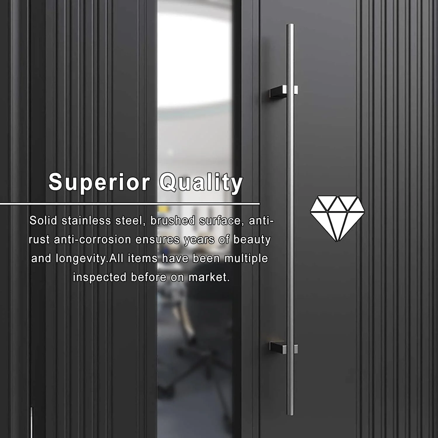 دستگیره درب کشویی با طراحی مدرن، دستگیره های درب شیشه ای استیل ضد زنگ برس خورده، درب های داخلی و خارجی H شکل، سطح صاف و صیقلی، برنزی - 80 سانتی متر (32 اینچ)