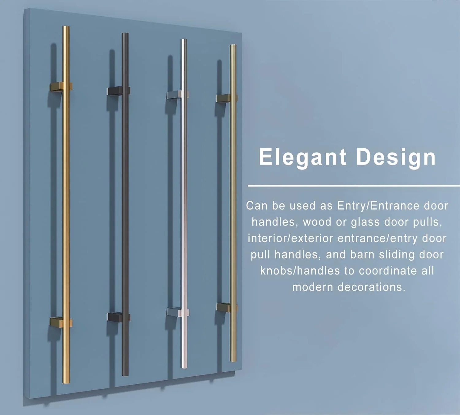 دستگیره درب کشویی با طراحی مدرن، دستگیره های درب شیشه ای استیل ضد زنگ برس خورده، درب های داخلی و خارجی H شکل، سطح صاف و صیقلی، برنزی - 80 سانتی متر (32 اینچ)