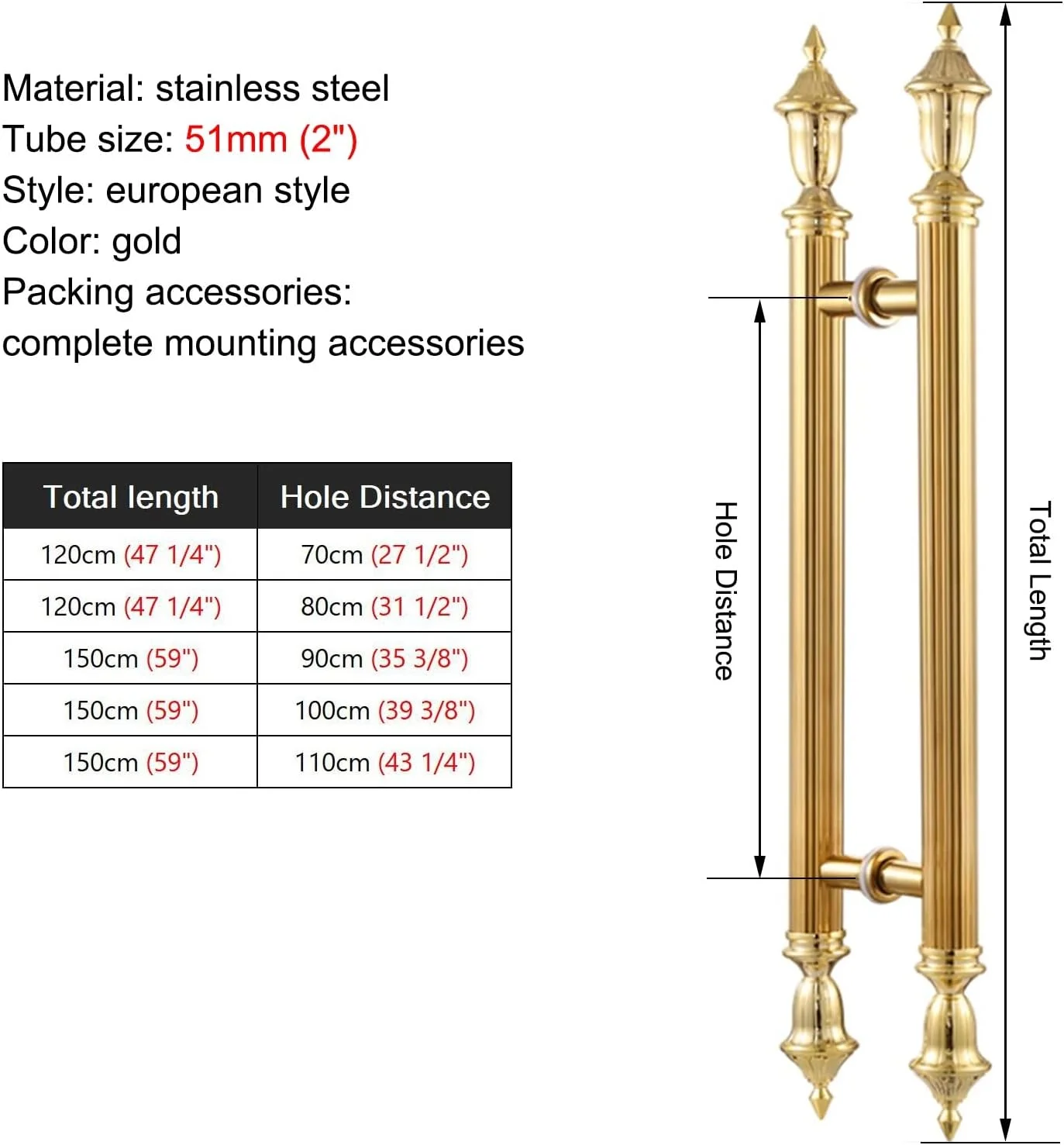 دستگیره درب داخلی و خارجی یورو، دستگیره فشاری کششی درب / دستگیره درب ورودی / دستگیره شیشه ای، دستگیره های درب چوبی استیل ضد زنگ، طلایی - 120 سانتی متر (47 1/4 اینچ) * 80 سانتی متر دستگیره درب داخلی و خارجی یورو، دستگیره فشاری کششی درب / دستگیره درب ورودی / دستگیره شیشه ای، دستگیره های درب چوبی استیل ضد زنگ، طلایی - 120 سانتی متر (47 1/4 اینچ) * 80 سانتی متر