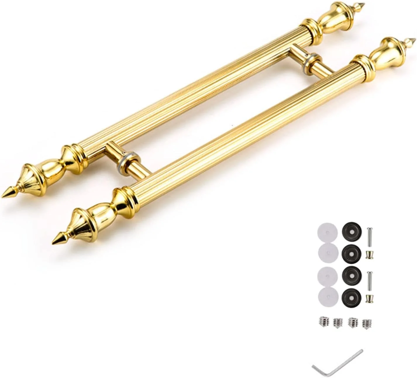 دستگیره مدرن فشاری کششی، ست دستگیره درب ورودی مشکی طلایی سفید، دستگیره درب دوتایی سنگین به سبک اروپایی برای درب انبار/درب کشویی/درب شیشه ای/سوله، مدل 3-60 سانتی متر