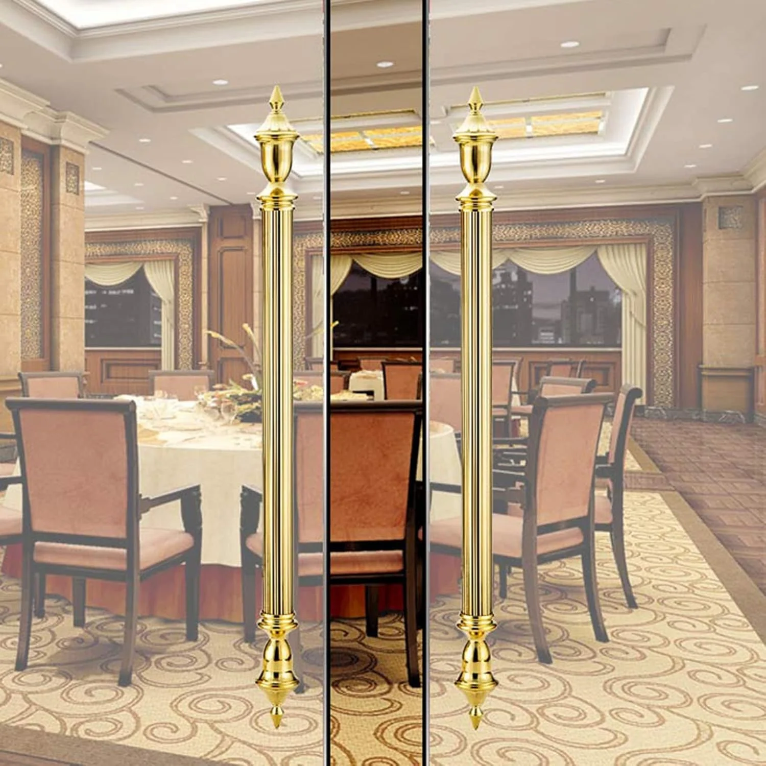 دستگیره مدرن فشاری کششی، ست دستگیره درب ورودی مشکی طلایی سفید، دستگیره درب دوتایی سنگین به سبک اروپایی برای درب انبار/درب کشویی/درب شیشه ای/سوله، مدل 3-60 سانتی متر دستگیره مدرن فشاری کششی، ست دستگیره درب ورودی مشکی طلایی سفید، دستگیره درب دوتایی سنگین به سبک اروپایی برای درب انبار/درب کشویی/درب شیشه ای/سوله، مدل 3-60 سانتی متر