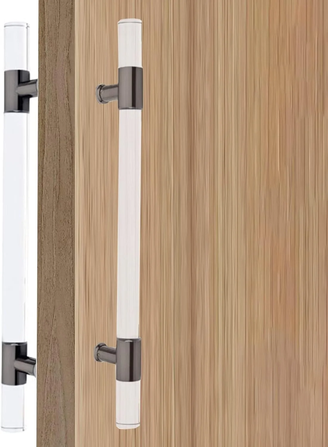 دستگیره درب کشویی انبار، دستگیره درب کشویی حمام دو طرفه، دستگیره کششی درب ورودی اکریلیک شفاف برای درب انبار/درب ورودی/درب شیشه ای/درب پاسیو، مشکی-بلند 40 سانتی متر/16 اینچ