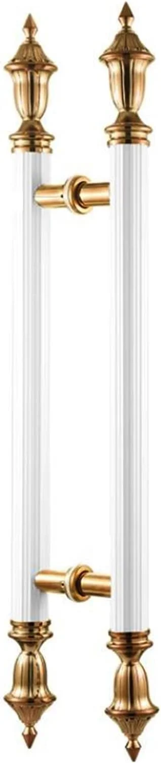 دستگیره های درب تجاری، دستگیره های فشاری کششی درب به سبک اروپایی برای درب ورودی/چوبی، دستگیره شیشه ای دو طرفه با پیچ نصب، طلایی - 80cm(31 1/2")*40cm