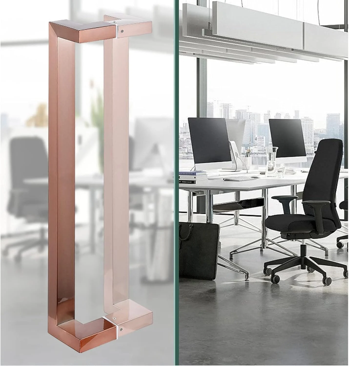 دستگیره درب ورودی مدرن، دستگیره های بلند درب جلو، دستگیره فشاری کششی استیل ضد زنگ درجه تجاری سنگین، برای درهای کشویی انبار/فروشگاه ها/شیشه ای، مدل Rose-80cm/31.5in - 78cm