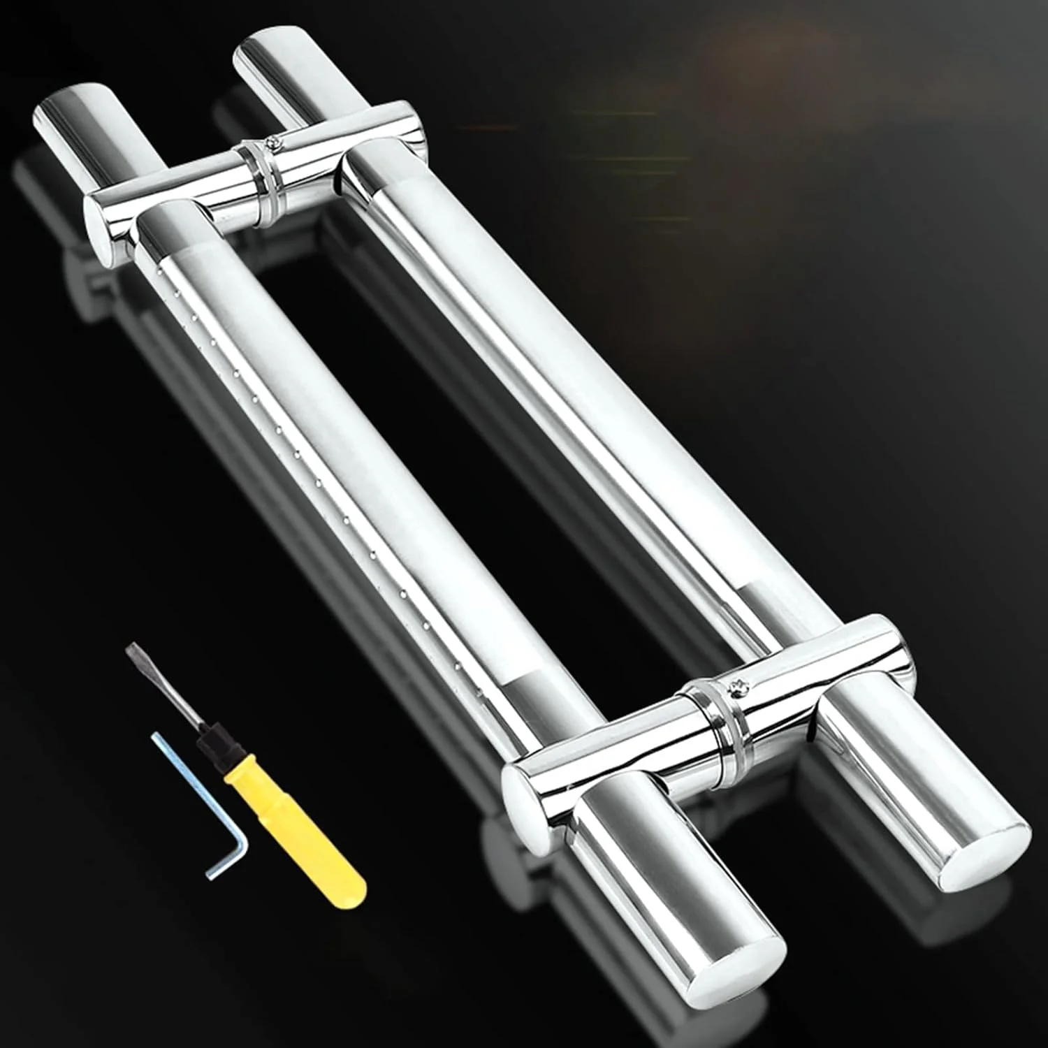 دستگیره درب ورودی مدرن، دستگیره های بلند درب جلو، دستگیره کشویی درب انبار استیل، ست سخت افزاری درب های شیشه ای/چوبی، دستگیره دو طرفه همسطح میله به میله، 180 سانتی متر/70.9 اینچ - 150 سانتی متر