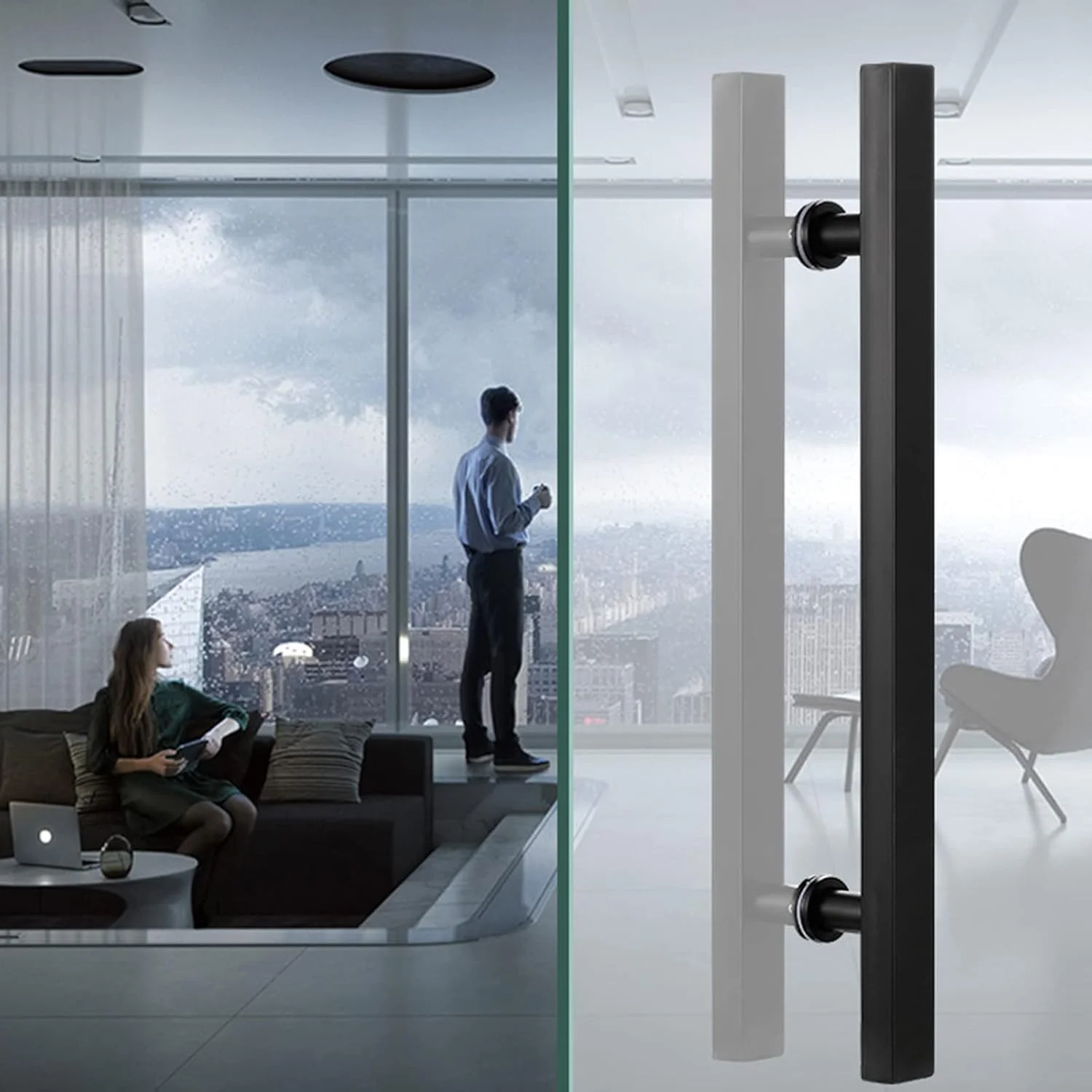 دستگیره میله ای کششی مدرن، دستگیره درب کشویی انبار برای درب های ضخیم 3 اینچی، دستگیره های ضد آب برای حصارهای پاسیو باغ بیرونی، مقاوم و دو طرفه، مشکی - بلند 120 سانتی متر / 47.2 اینچ دستگیره میله ای کششی مدرن، دستگیره درب کشویی انبار برای درب های ضخیم 3 اینچی، دستگیره های ضد آب برای حصارهای پاسیو باغ بیرونی، مقاوم و دو طرفه، مشکی - بلند 120 سانتی متر / 47.2 اینچ