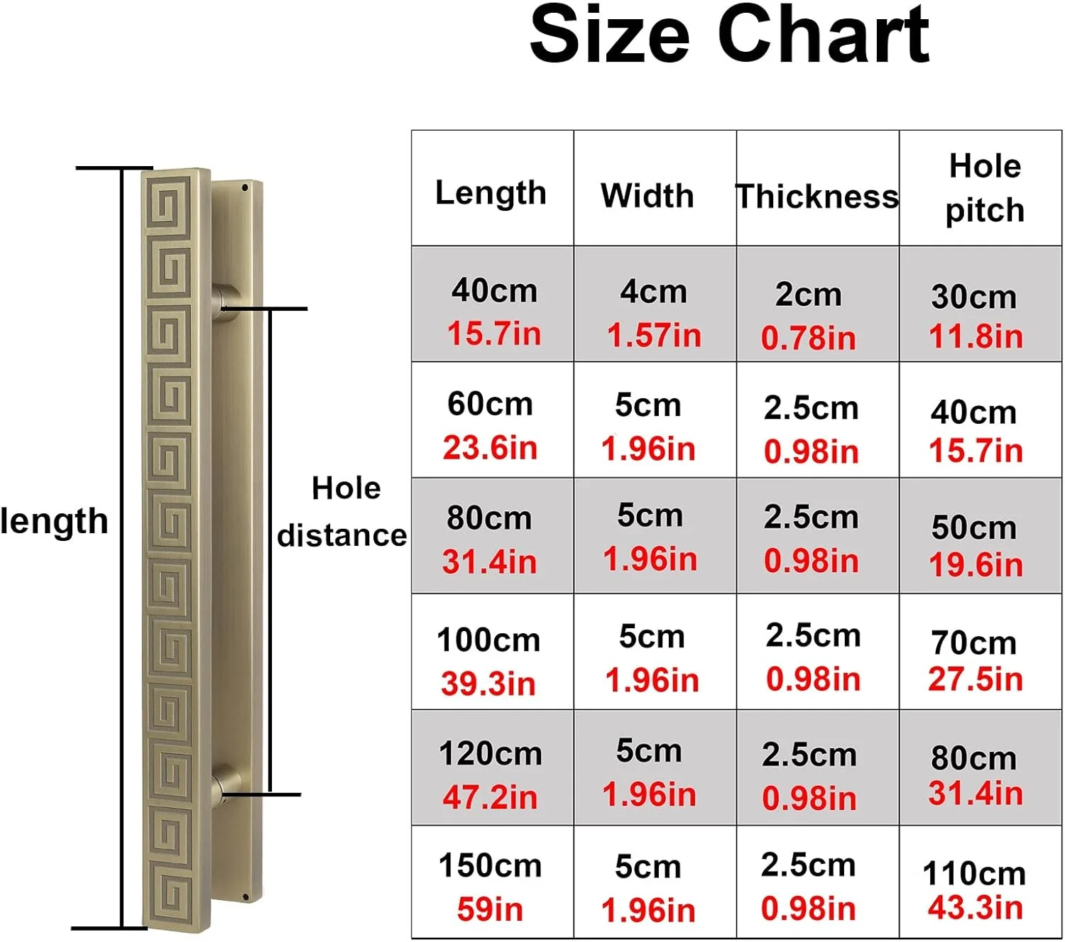 دستگیره درب کشویی انبار، دستگیره های دو طرفه استیل ضد زنگ برای درب های شیشه ای، دروازه های چوبی، اتصالات سخت افزاری درب، خاکستری روشن - 60 سانتی متر دستگیره درب کشویی انبار، دستگیره های دو طرفه استیل ضد زنگ برای درب های شیشه ای، دروازه های چوبی، اتصالات سخت افزاری درب، خاکستری روشن - 60 سانتی متر