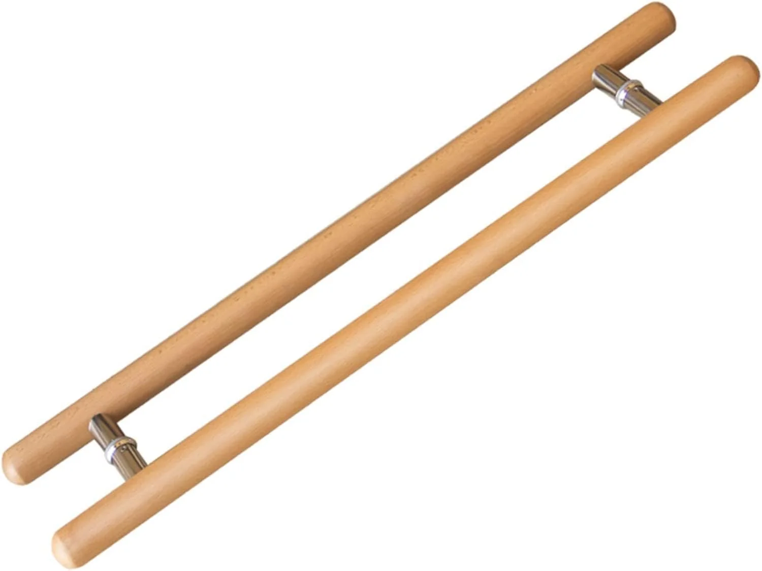 دستگیره کشویی درب انبار چوبی، ست دستگیره دو طرفه گرد برای درب های کشویی انبار، مناسب برای درب های شیشه ای داخلی و خارجی، چوب طبیعی - 120 سانتی متر