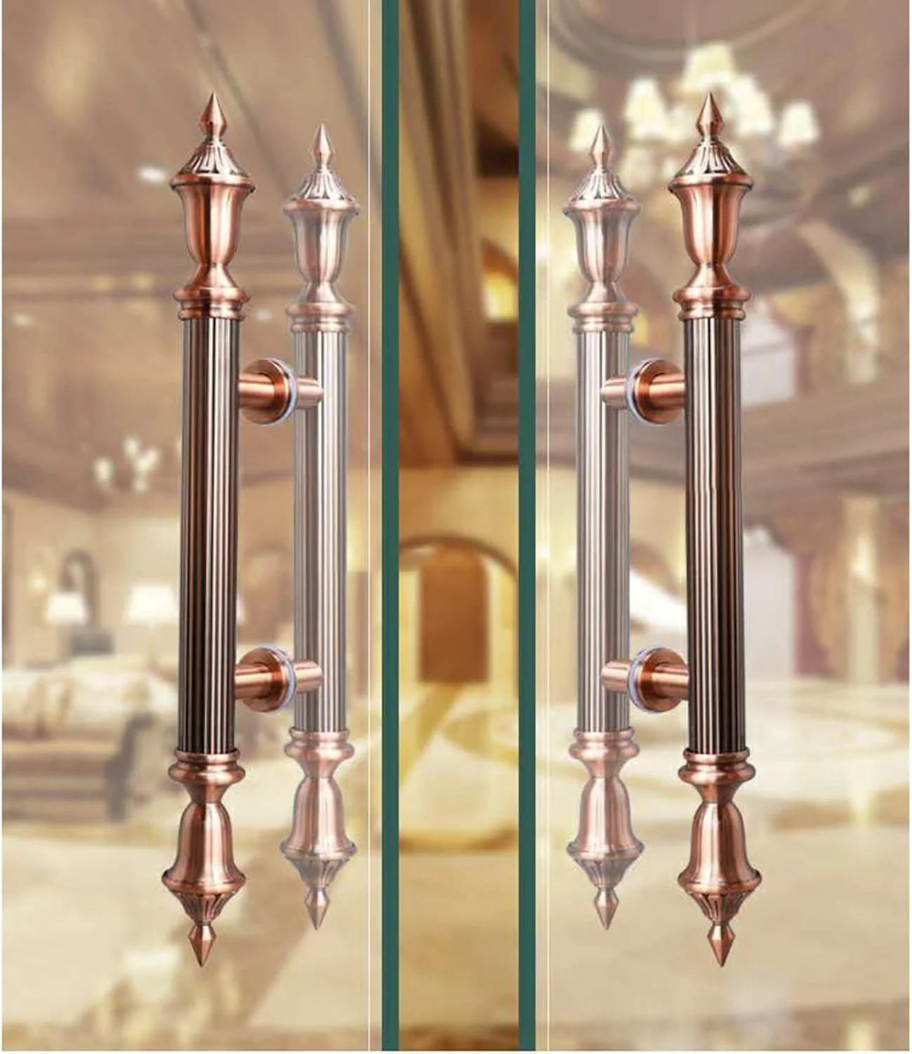 دستگیره درب کشویی انبار، دستگیره درب شیشه ای، دستگیره کششی درب های کشویی انبار به سبک اروپایی، دستگیره های استیل ضد زنگ گرد شکل H برای رستوران، هتل، مرکز خرید، 60، 140 سانتی متر/55.1 اینچ - 100 سانتی متر