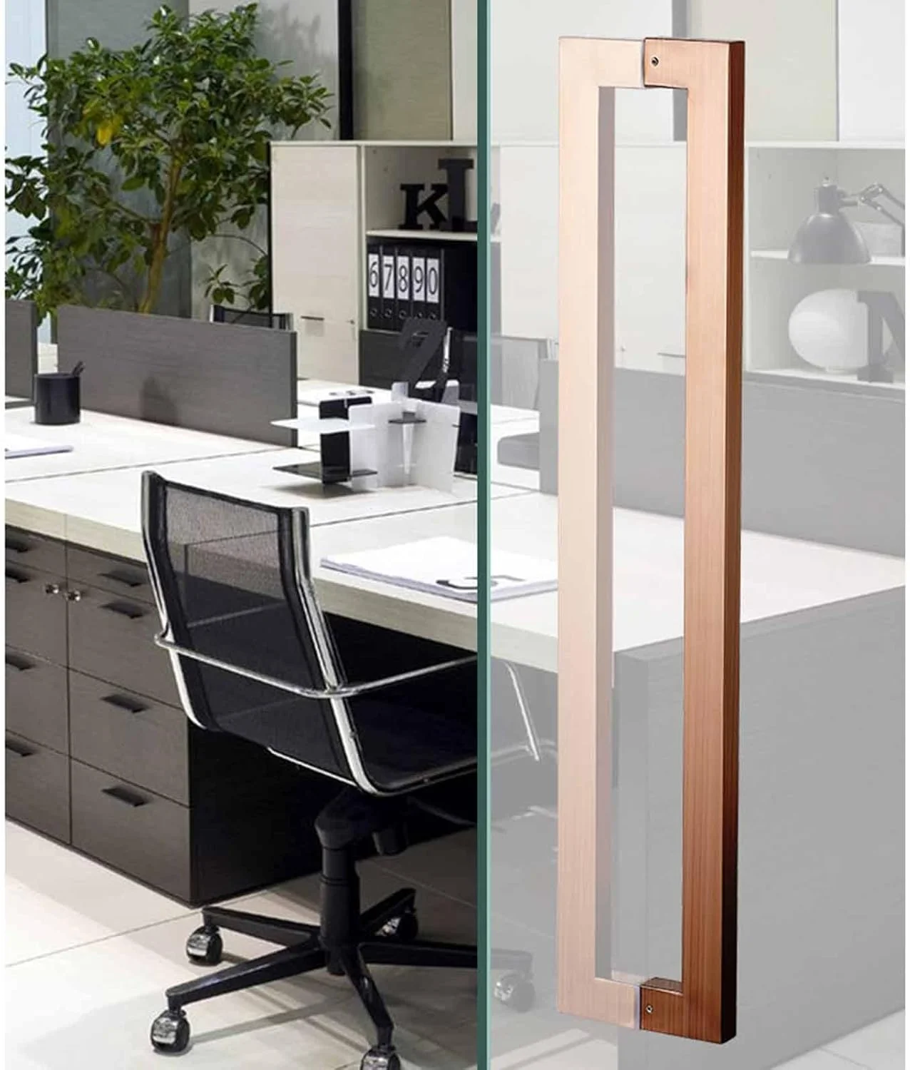 دستگیره کشویی درب انبار، دستگیره شیشه ای درب، دستگیره های مربعی استیل ضد زنگ با پایه بلند همسطح، دستگیره درب ورودی برای درب کشویی انبار، دروازه، سوله، گاراژ، صورتی - 80 سانتی متر / 31.5 اینچ - 76 سانتی متر