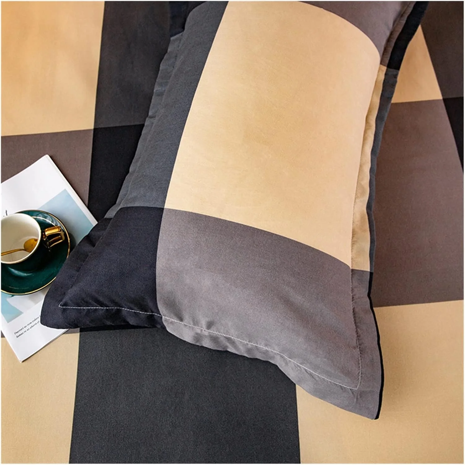 ملحفه تخت خواب چهار گوشه، ملحفه یک نفره و دو نفره، روتختی چاپی، محافظ تشک (رنگ: 07، سایز: 2 عدد روبالشتی 48x74)