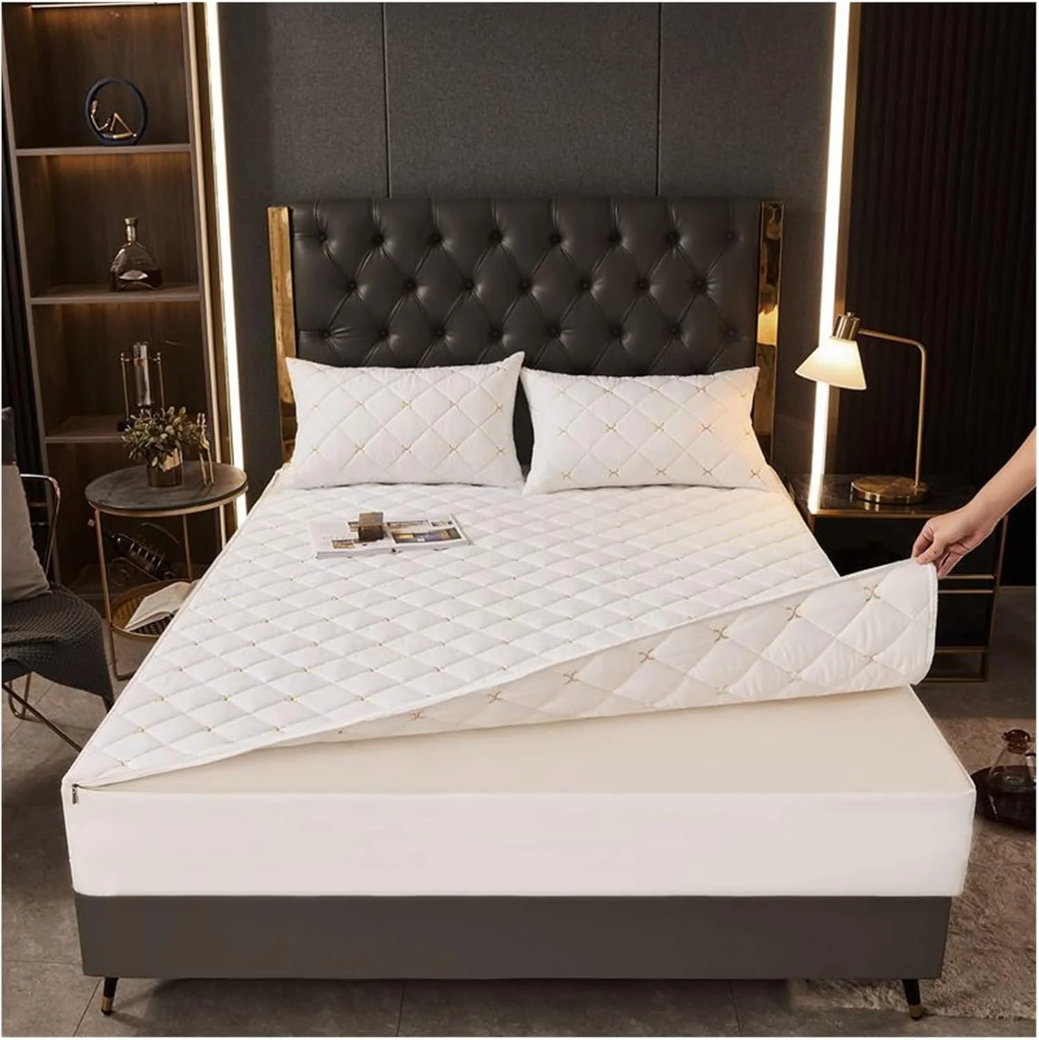 ست ملحفه تشک دار سلفر، ملحفه کش دار لحافی، روکش تشک، روتختی قابل تنفس (رنگ: 01، سایز: 150X200X25cm)