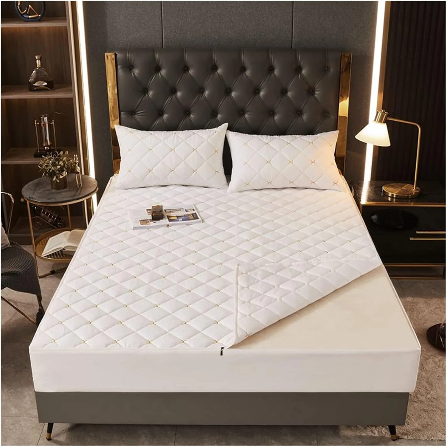 ست ملحفه تشک دار سلفر، ملحفه کش دار لحافی، روکش تشک، روتختی قابل تنفس (رنگ: 01، سایز: 150X200X25cm)