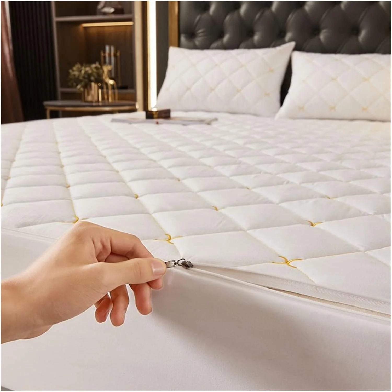 ست ملحفه تشک دار سلفر، ملحفه کش دار لحافی، روکش تشک، روتختی قابل تنفس (رنگ: 01، سایز: 150X200X25cm)