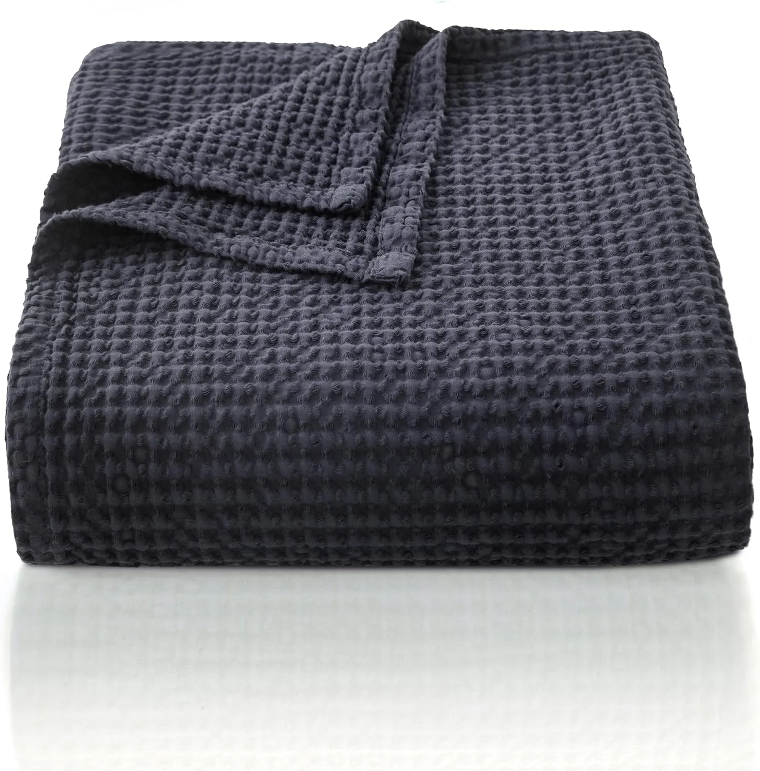 روتختی بافت دار 220 در 240 سانتی متر، 100% پنبه، طرح وافل، پتوی سبک وزن مناسب برای مبل، پتوی نرم و لطیف، مناسب برای مبل اتاق نشیمن، رنگ ذغالی