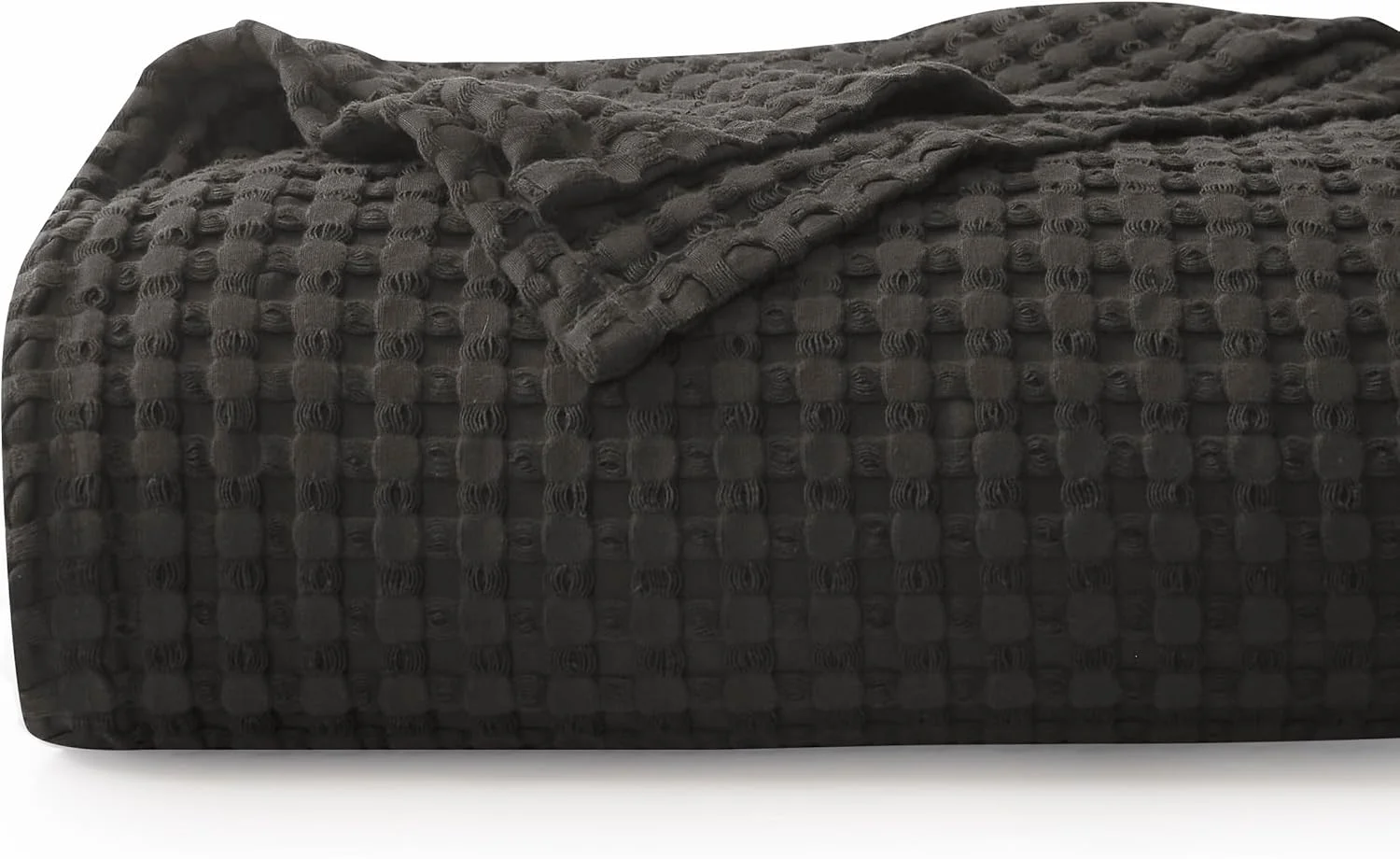 رو تختی بافتنی CHUFFED، 220 در 240 سانتی متر، نرم و قابل تنفس، طرح وافل، پتوی سبک وزن مناسب برای مبل، پتوی بغلی نرم، مناسب اتاق نشیمن، مبل، رنگ ذغالی
