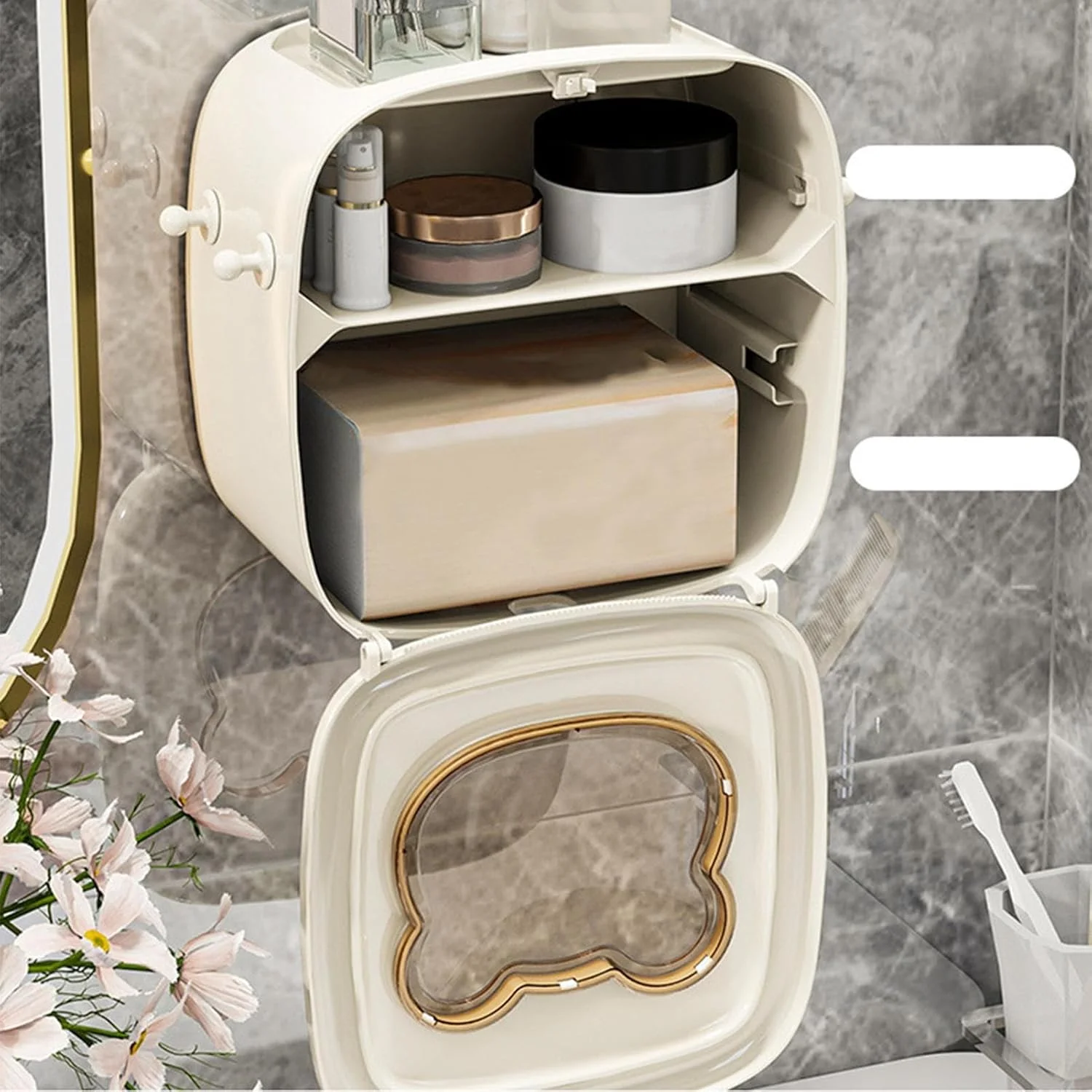 جا دستمال کاغذی دیواری برای حمام - پخش کننده رول دستمال کاغذی برای حمام، سازمان دهنده و نگهدارنده ضد آب خانگی برای آشپزخانه، اتاق نشیمن، سرویس بهداشتی و هتل