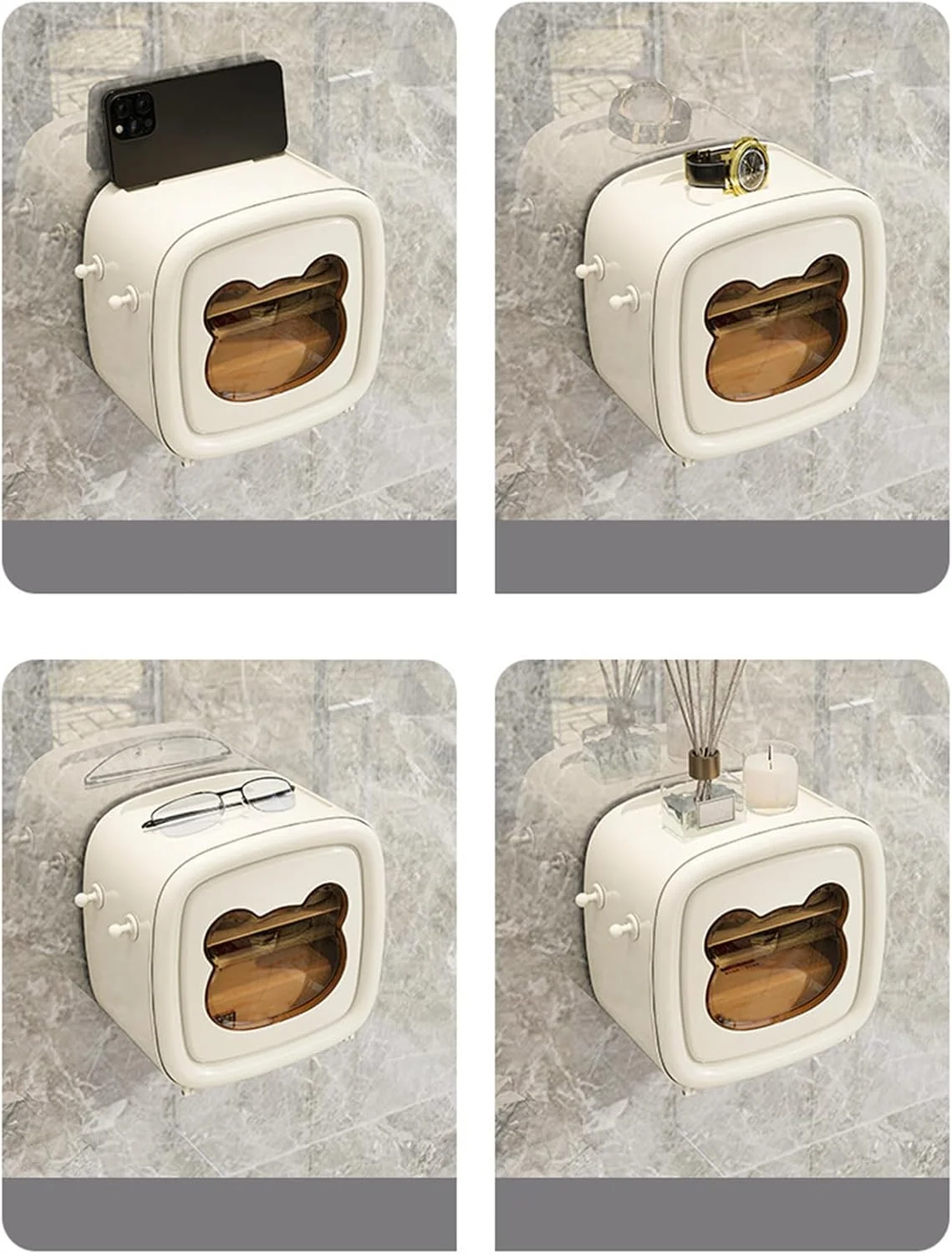 جا دستمال کاغذی دیواری برای حمام - پخش کننده رول دستمال کاغذی برای حمام، سازمان دهنده و نگهدارنده ضد آب خانگی برای آشپزخانه، اتاق نشیمن، سرویس بهداشتی و هتل