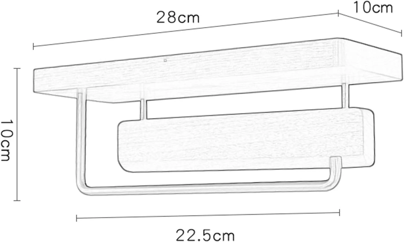 جای حوله LIU با قفسه ذخیره سازی چوب جامد و ترکیب مس فلزی نصب شده روی دیوار برای آشپزخانه و سرویس بهداشتی (رنگ: راش)