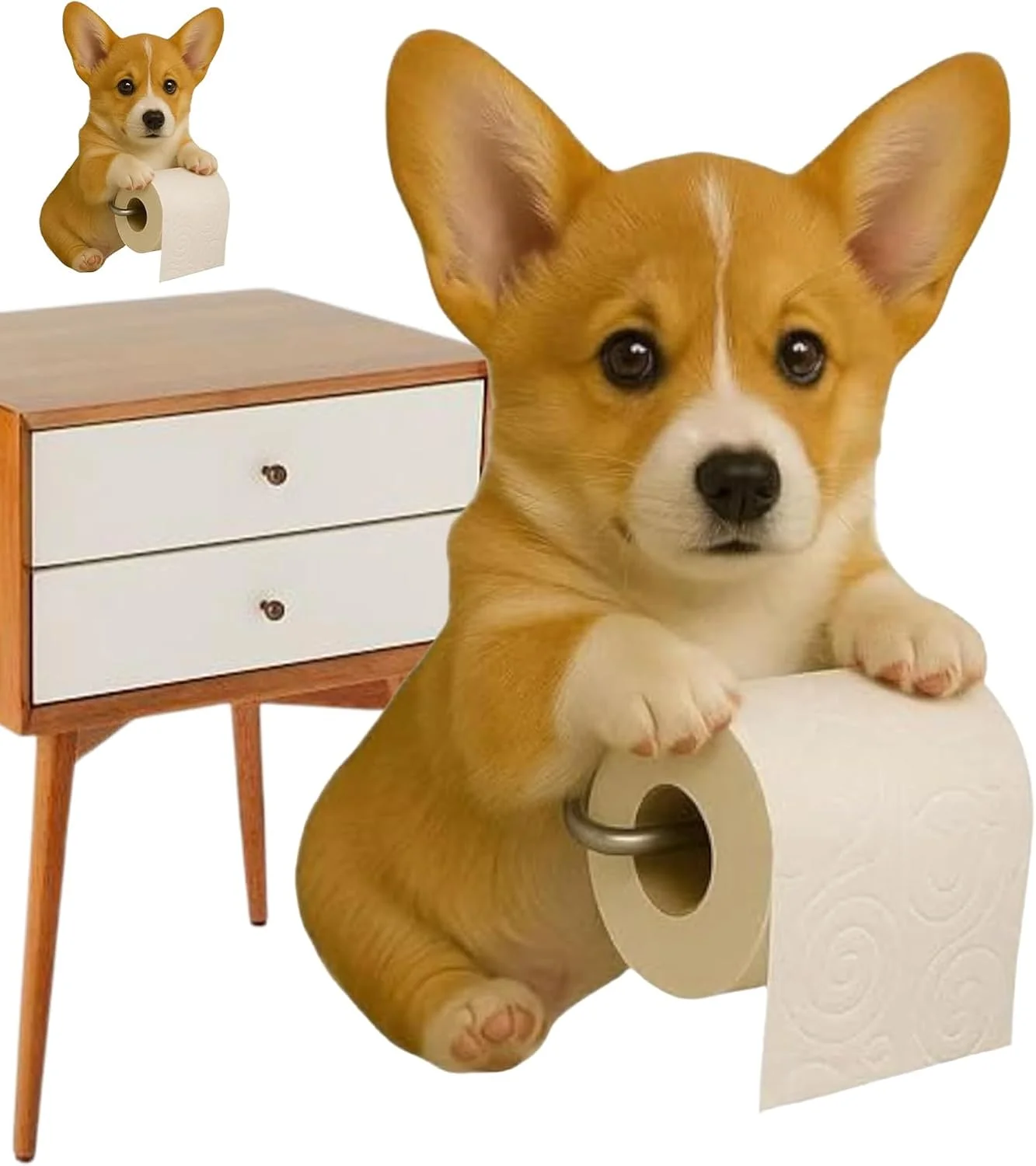 نگهدارنده دستمال توالت | نگهدارنده دستمال کاغذی طرح سگ - قفسه نگهداری و نظم دهنده دستمال سفره، نصب دیواری، دکوری خنده دار منزل برای آشپزخانه، اتاق خواب، حمام، هتل، خوابگاه