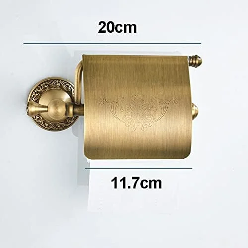 جا دستمال کاغذی توالت LIU با روکش، مسی طرح قدیمی، نصب دیواری، مناسب خانه، ویلا، هتل، آپارتمان، سطح حکاکی شده طرح قدیمی