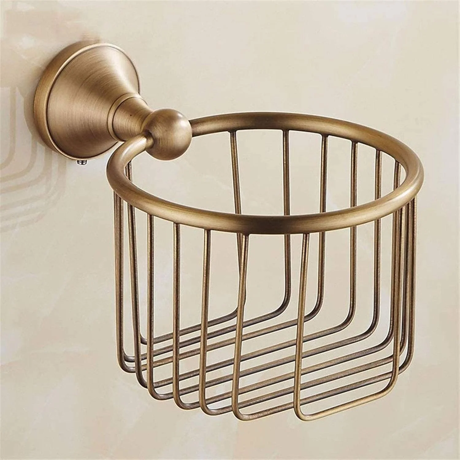 جا دستمال کاغذی توالت، دیواری، برنجی، سبد سیمی، ضد زنگ، مناسب برای نگهداری دستمال کاغذی در حمام، رنگ برنزی