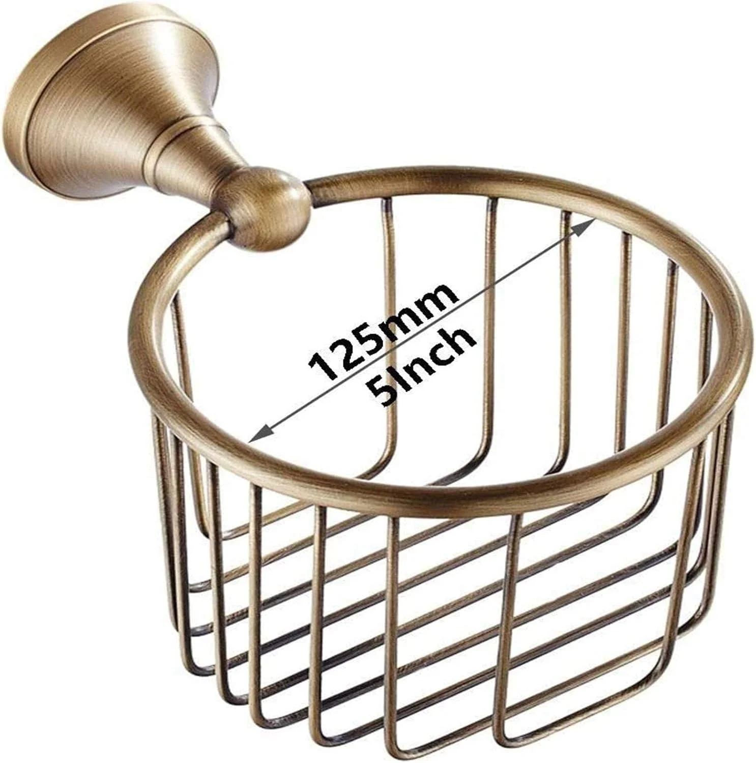 جا دستمال کاغذی توالت، دیواری، برنجی، سبد سیمی، ضد زنگ، مناسب برای نگهداری دستمال کاغذی در حمام، رنگ برنزی
