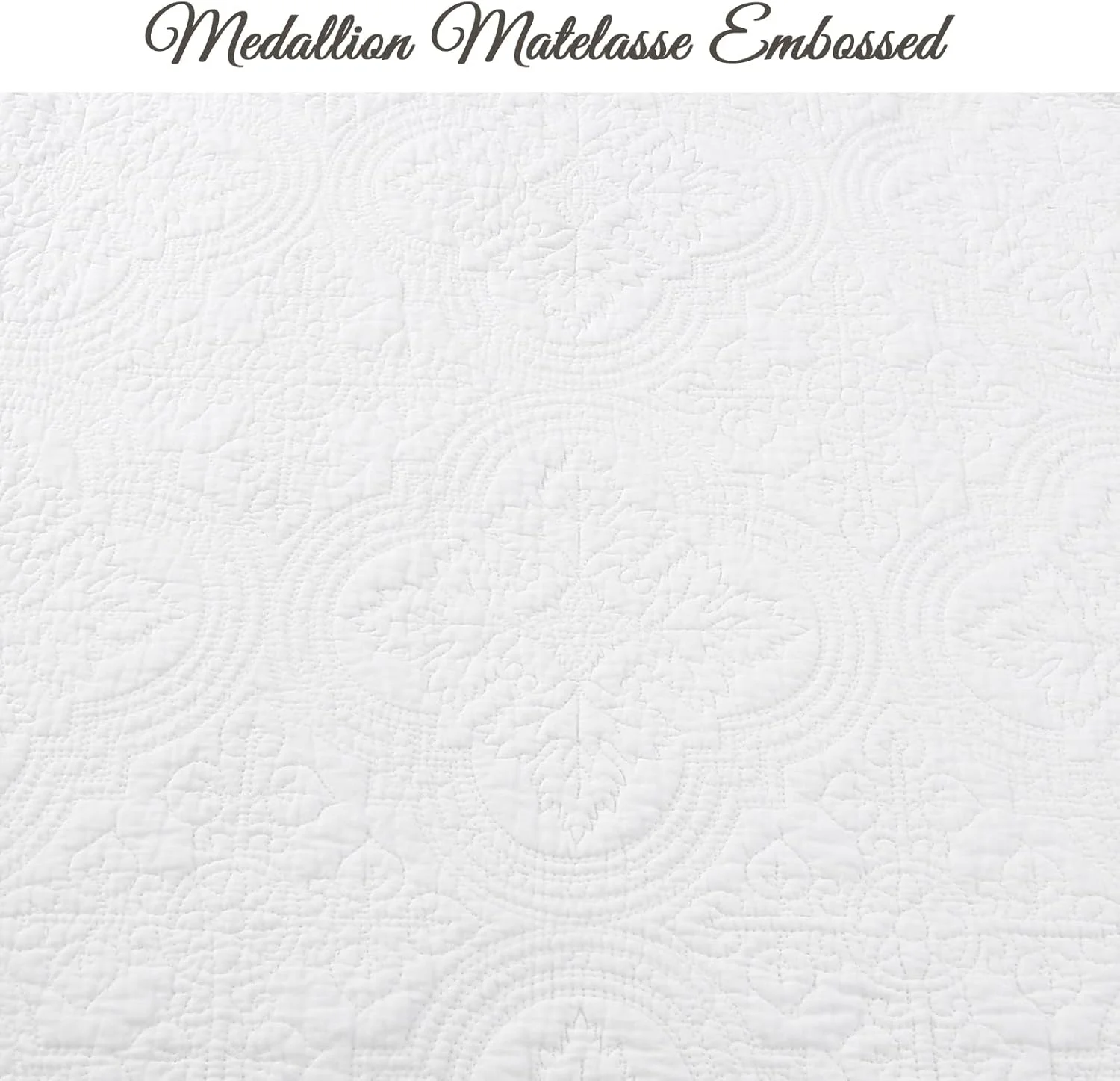 ست لحاف طرح گل ویکتوریایی Cozy Line Home Fashions، سفید یکدست، پنبه 100 درصد، رو تختی دو رو (Blantyre - سفید، کینگ - 3 تکه)