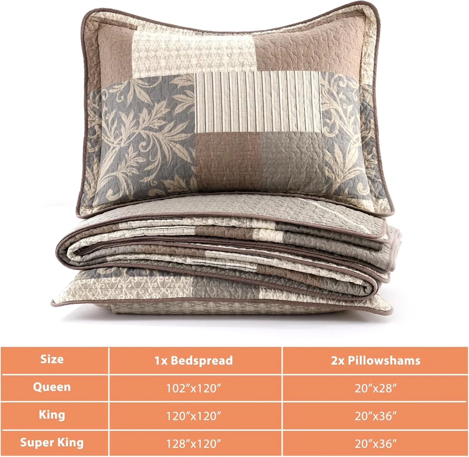 روتختی چهارخانه سایز بزرگ 305x305 سانتی متر، روتختی کینگ سایز، لحاف کالیفرنیا کینگ 100% پنبه با 2 روبالشتی، ست روتختی لحافی سبک وزن طرح خانه روستایی، قهوه ای/خاکستری/بژ، 3 تکه روتختی چهارخانه سایز بزرگ 305x305 سانتی متر، روتختی کینگ سایز، لحاف کالیفرنیا کینگ 100% پنبه با 2 روبالشتی، ست روتختی لحافی سبک وزن طرح خانه روستایی، قهوه ای/خاکستری/بژ، 3 تکه