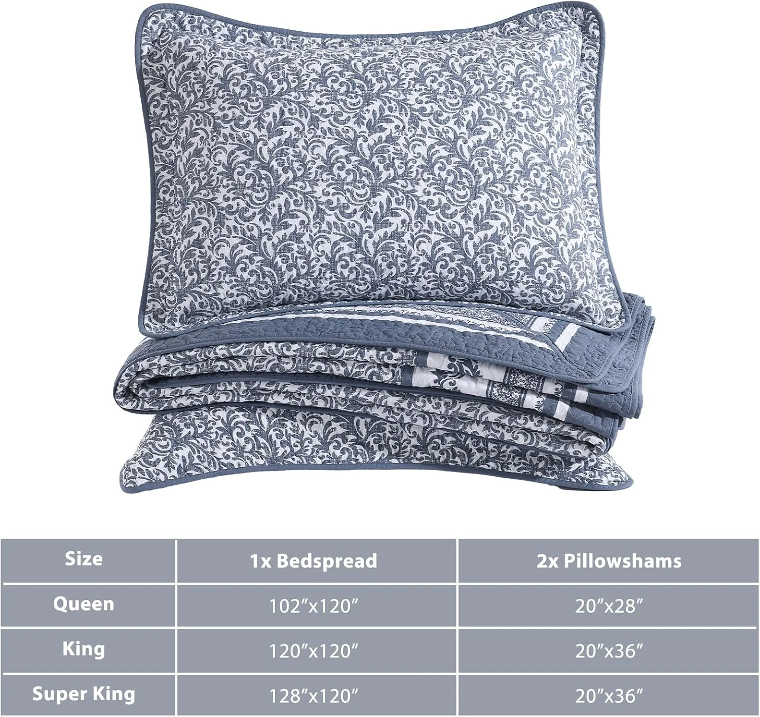 روتختی گلدار سایز 325x305 سانتی متر مناسب تخت کالیفرنیا کینگ، لحاف بزرگ پنبه ای با 2 روبالشتی، ست روانداز لحافی سبک وزن طرح گیاهی، آبی/سفید، 3 تکه روتختی گلدار سایز 325x305 سانتی متر مناسب تخت کالیفرنیا کینگ، لحاف بزرگ پنبه ای با 2 روبالشتی، ست روانداز لحافی سبک وزن طرح گیاهی، آبی/سفید، 3 تکه