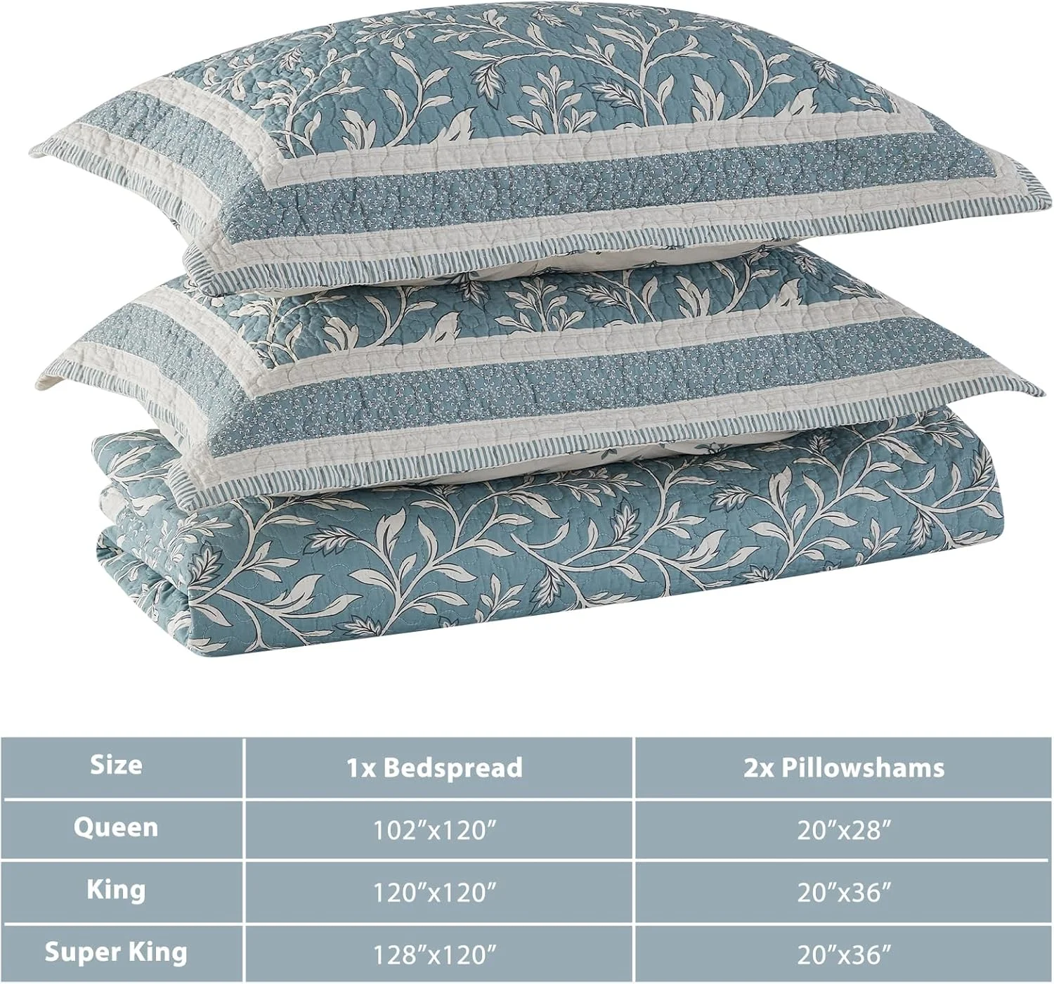 روتختی لحاف دار بزرگ سایز کوئین سبک وزن 259x305 سانتی متر، 100% پنبه دو رو با 2 روبالشتی، ست روتختی طرح گلدار خانه روستایی، آبی فیروزه ای، 3 تکه روتختی لحاف دار بزرگ سایز کوئین سبک وزن 259x305 سانتی متر، 100% پنبه دو رو با 2 روبالشتی، ست روتختی طرح گلدار خانه روستایی، آبی فیروزه ای، 3 تکه