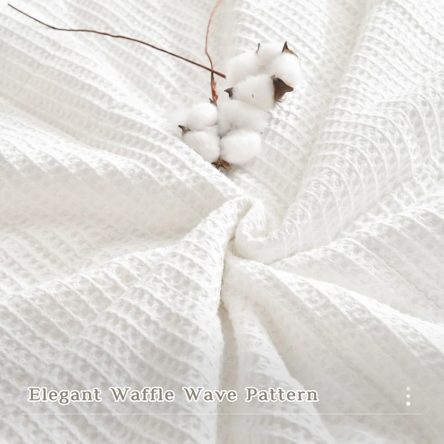 رو تختی کینگ سایز بزرگ CozyTide، ابعاد 325x305 سانتی متر، ست روتختی لحافی کینگ سایز با بافت وافل سفید 100% پنبه، 3 تکه، سبک وزن، بسیار بزرگ، مناسب تمام فصول