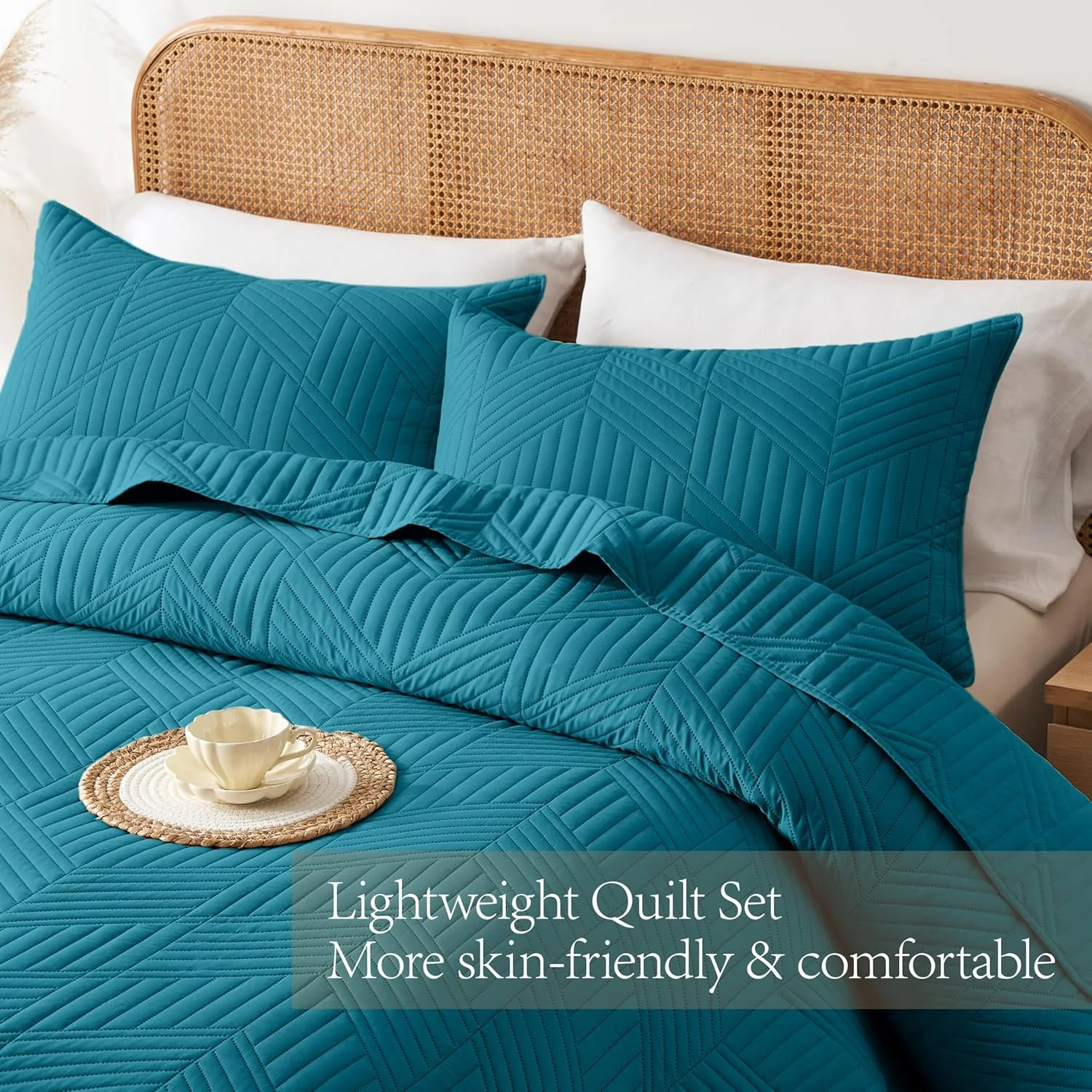 ست روتختی دو نفره، روتختی اولتراسونیک فیروزه ای، رو تختی میکروفایبر دو رو، ست لحاف مدرن هندسی نرم و سبک وزن برای تمام فصول (1 لحاف، 1 رو بالشتی) ست روتختی دو نفره، روتختی اولتراسونیک فیروزه ای، رو تختی میکروفایبر دو رو، ست لحاف مدرن هندسی نرم و سبک وزن برای تمام فصول (1 لحاف، 1 رو بالشتی)