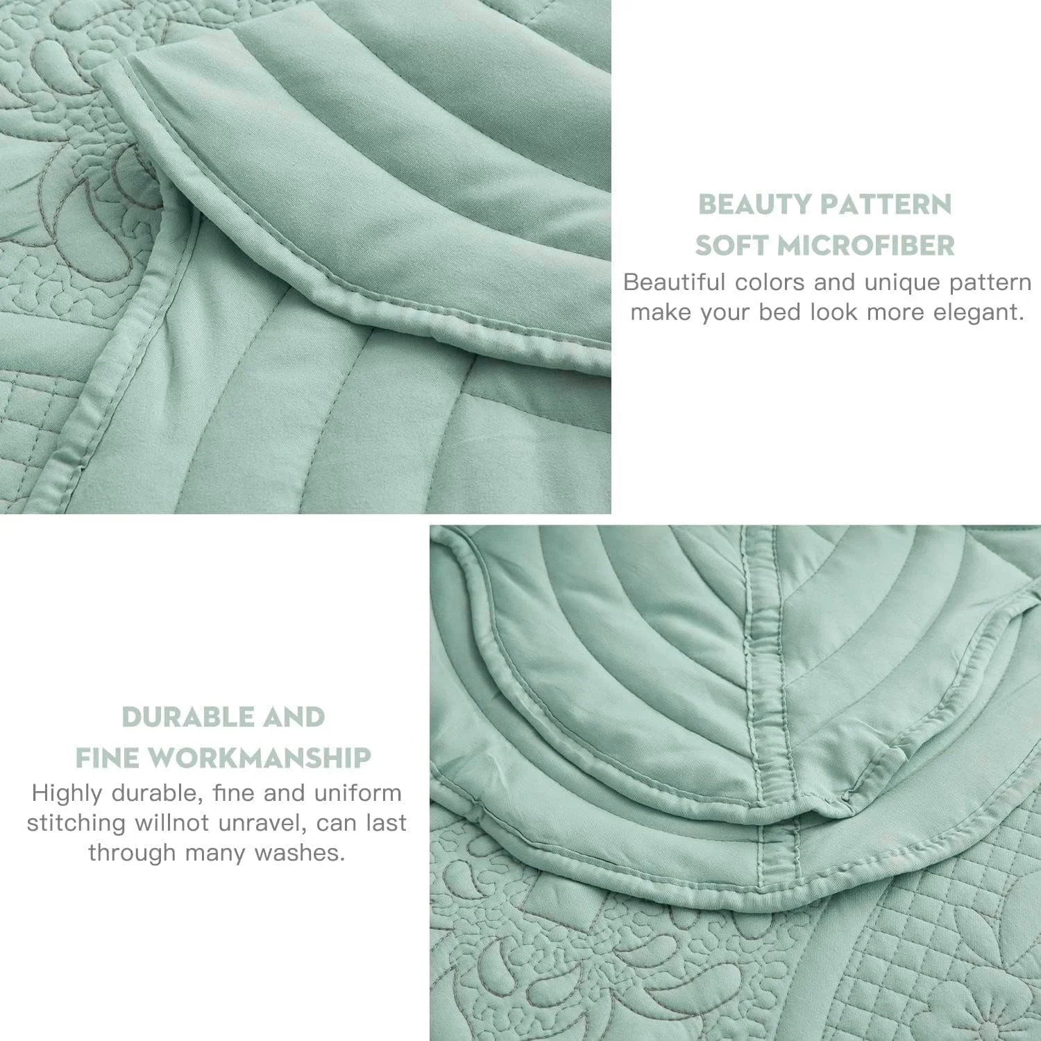 رو تختی بزرگ - روکش تخت سایز کینگ، رنگ سبز دریایی