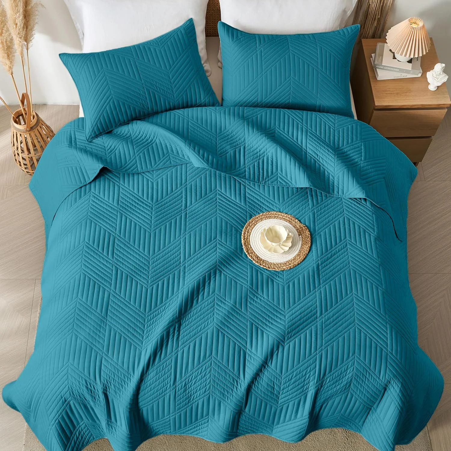 ست روتختی دو نفره، روتختی اولتراسونیک فیروزه ای، رو تختی میکروفایبر دو رو، ست لحاف مدرن هندسی نرم و سبک وزن برای تمام فصول (1 لحاف، 1 رو بالشتی) ست روتختی دو نفره، روتختی اولتراسونیک فیروزه ای، رو تختی میکروفایبر دو رو، ست لحاف مدرن هندسی نرم و سبک وزن برای تمام فصول (1 لحاف، 1 رو بالشتی)