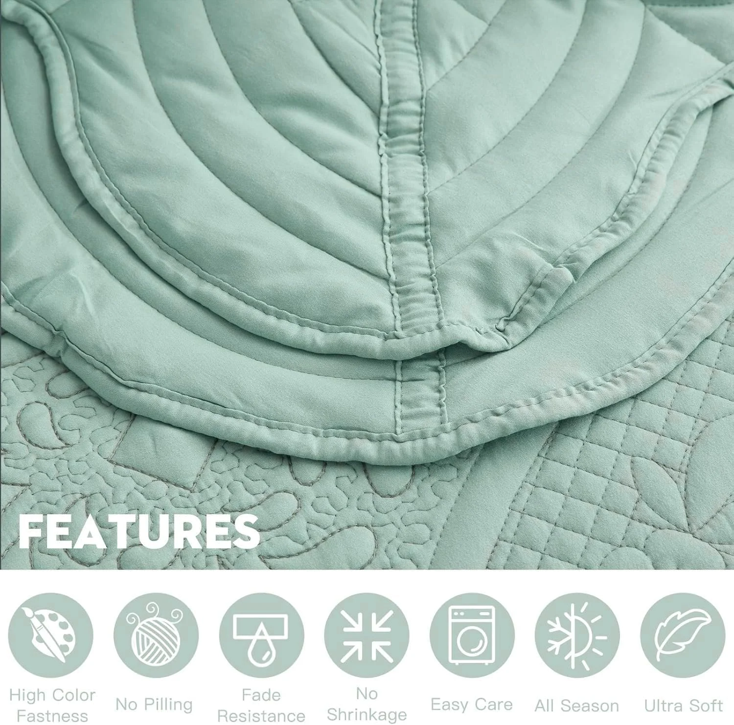 رو تختی بزرگ - روکش تخت سایز کینگ، رنگ سبز دریایی