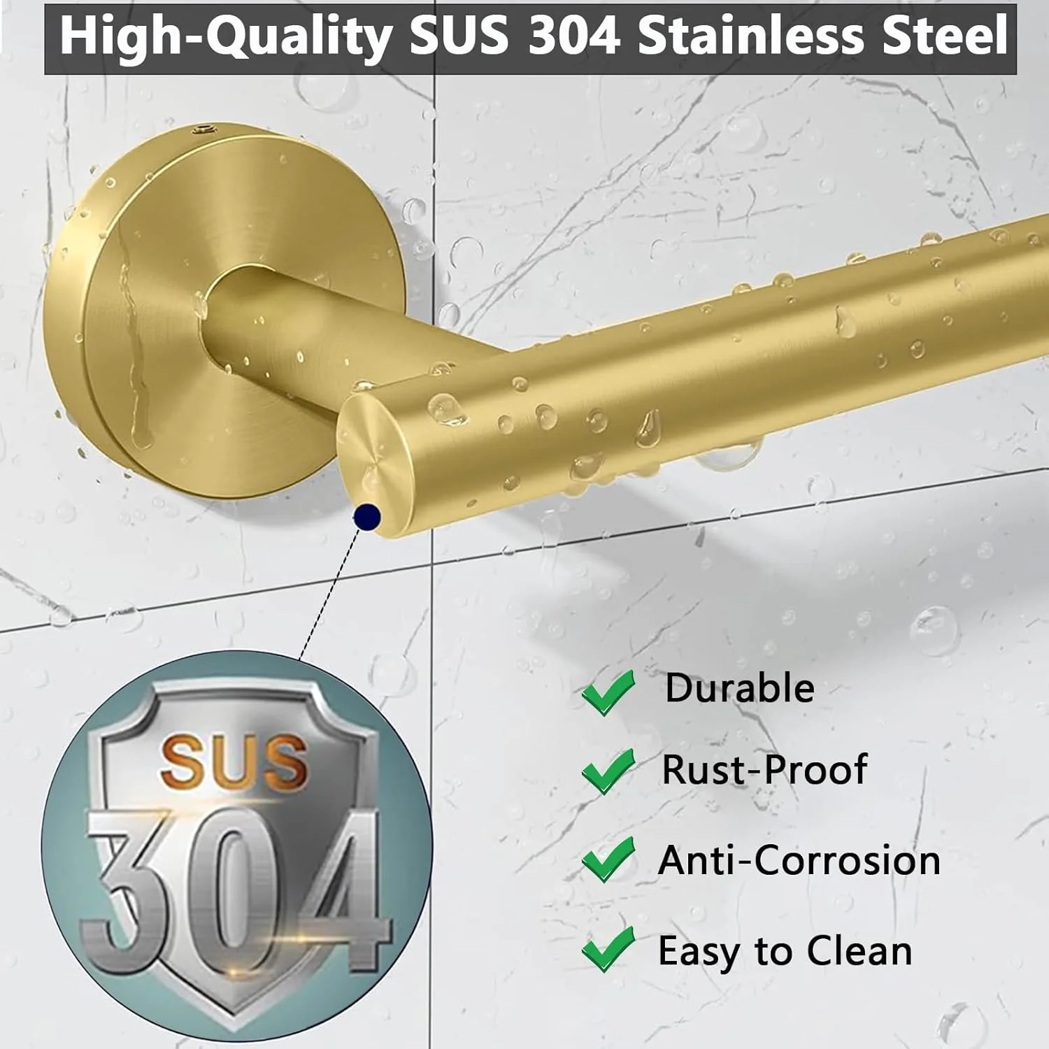 جا دستمال کاغذی توالت WOOPHEN استیل ضد زنگ SUS304، جا رولی دستمال کاغذی گرد مدرن، نصب دیواری، پخش کننده رول دستمال کاغذی توالت 6 اینچی برای حمام، آشپزخانه، سرویس بهداشتی (طلایی)