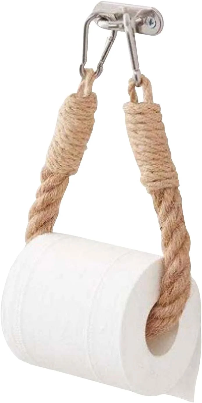 نگهدارنده رول توالت طنابی Yuiturt، طول 50 سانتی متر، نصب دیواری، نگهدارنده دستمال کاغذی کنفی روستایی، نگهدارنده حوله طنابی، لوازم جانبی حمام دریایی، لوازم جانبی حمام به سبک صنعتی