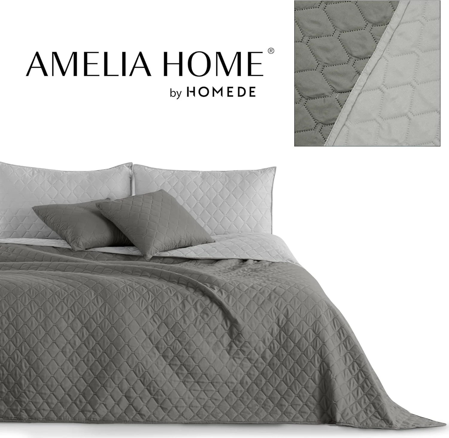 روتختی یک نفره دو رو دکوکینگ 170 در 210 سانتی متر، نقره ای استیل، خاکستری تیره، لحافی، فوق سبک، میکروفایبر مدل اکسل