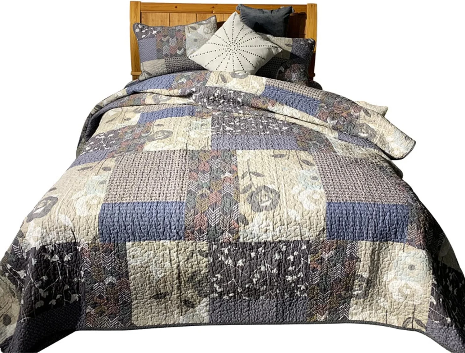 روتختی گارکان، سایز 260x270 سانتی متر، مناسب تخت کینگ، لحاف روتختی کینگ سایز، رو تختی پنبه ای کینگ، 3 تکه (1 لحاف و 2 روبالشی) (3 260x270cm)