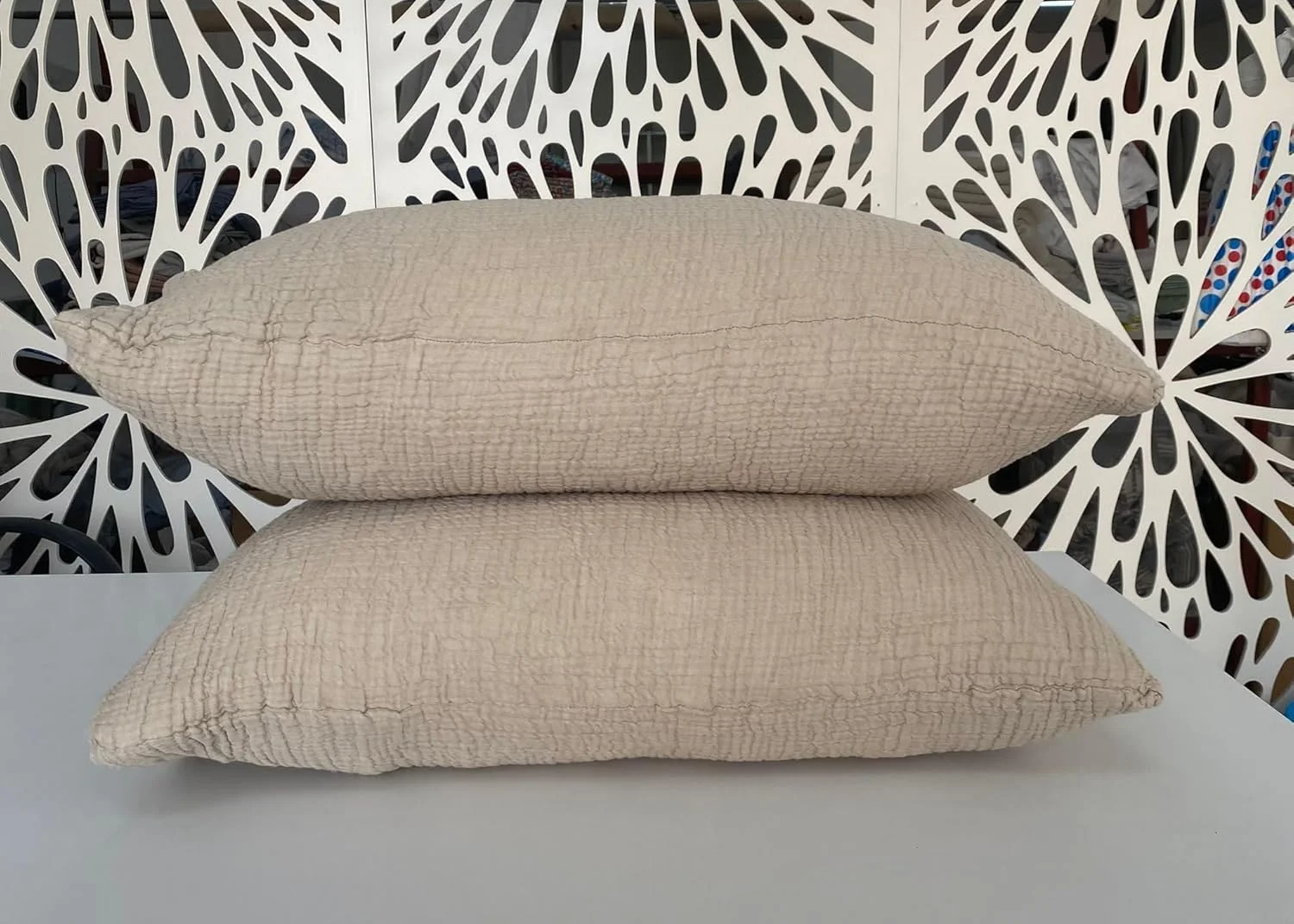 روتختی پنبه‌ای موسلین دکادرون، 4 لایه، روکش تخت نرم پنبه‌ای ترک، رو تختی دو رو، مینک (دو روبالشی کینگ 50x90)