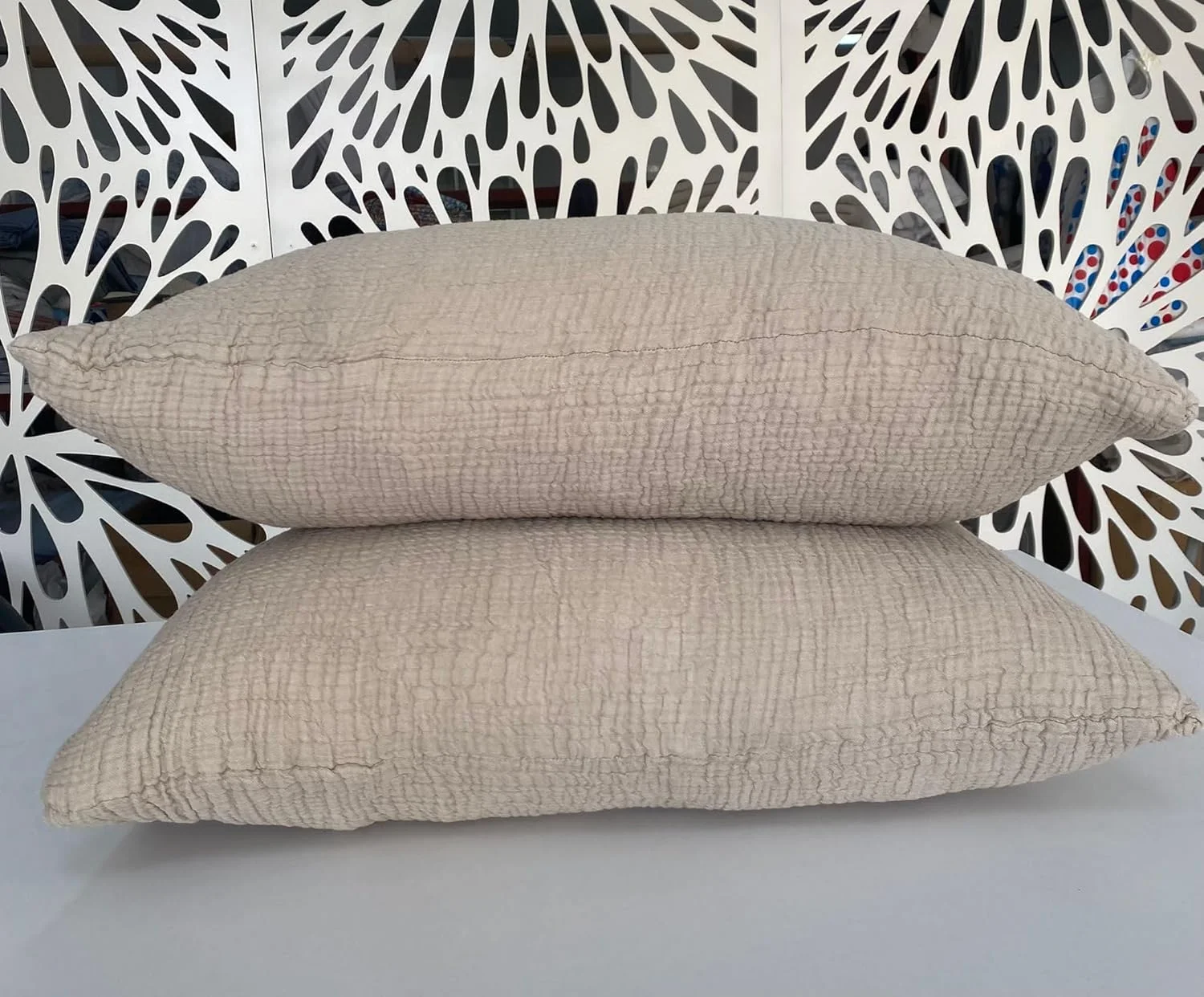 روتختی پنبه‌ای موسلین دکادرون، 4 لایه، روکش تخت نرم پنبه‌ای ترک، رو تختی دو رو، مینک (دو روبالشی کینگ 50x90)