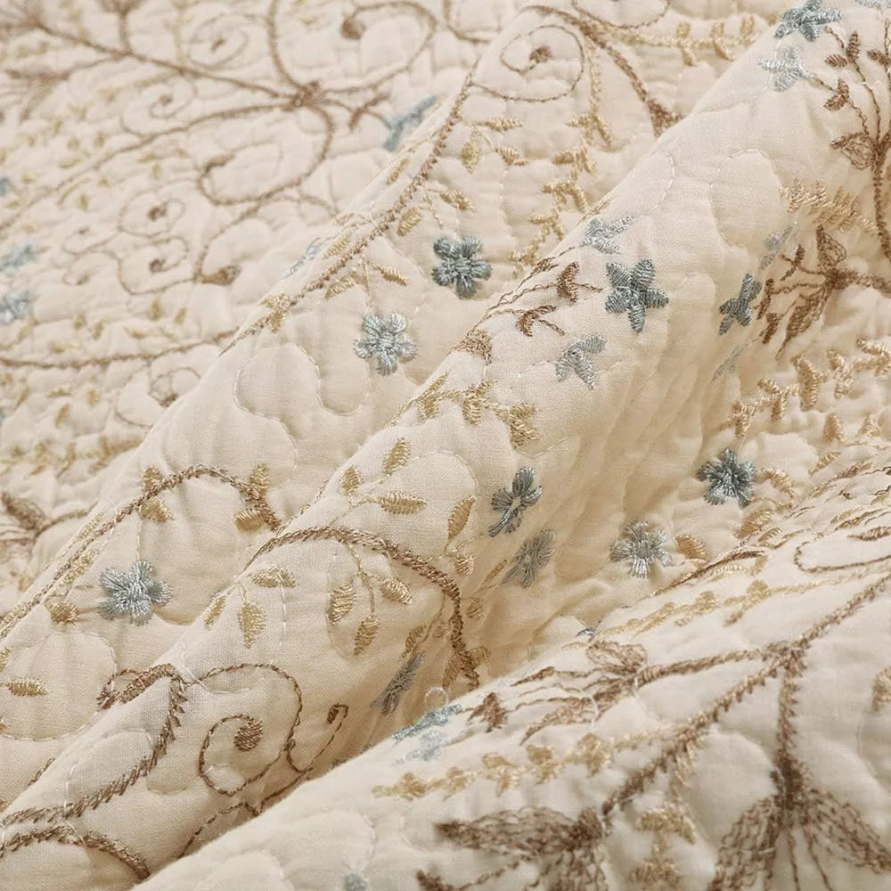 روتختی لحافی طرح‌دار گارکان، مناسب تمام فصول، پنبه‌ای، گلدوزی شده، یک نفره، دو نفره، کینگ، شامل 3 تکه: رو تختی چند منظوره/روکش تخت + 2 روبالشی، 250x290cm+50x70cmx2