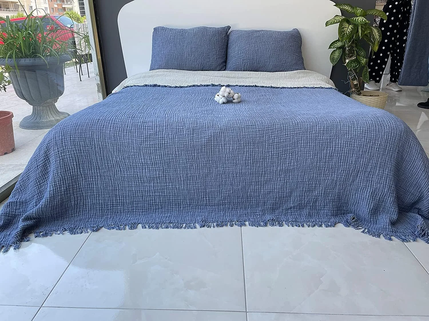 پتو ململ پنبهای ۱۰۰٪ دکادرون، رو تختی ۴ لایه، روکش تخت ململ پنبهای نرم، رو تختی دو رو، آبی نیلی (دو روبالشتی 50x75) پتو ململ پنبهای ۱۰۰٪ دکادرون، رو تختی ۴ لایه، روکش تخت ململ پنبهای نرم، رو تختی دو رو، آبی نیلی (دو روبالشتی 50x75)