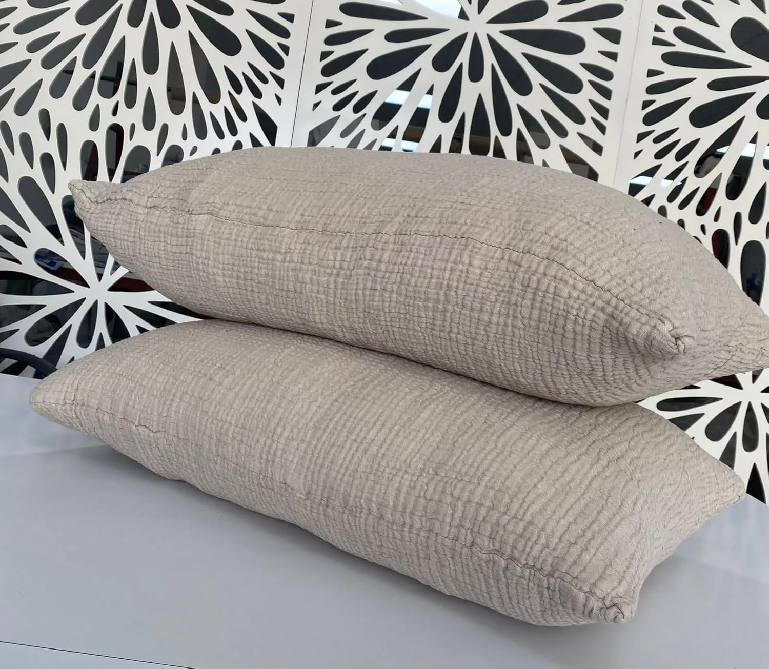 روتختی پنبه‌ای موسلین دکادرون، 4 لایه، روکش تخت نرم پنبه‌ای ترک، رو تختی دو رو، مینک (دو روبالشی کینگ 50x90)