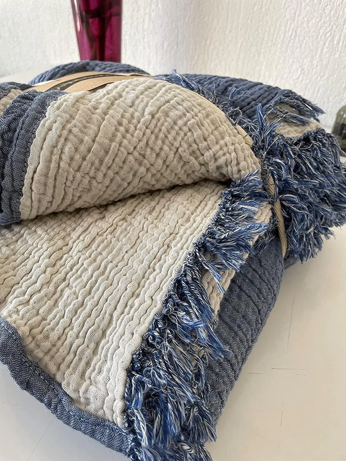 پتو ململ پنبهای ۱۰۰٪ دکادرون، رو تختی ۴ لایه، روکش تخت ململ پنبهای نرم، رو تختی دو رو، آبی نیلی (دو روبالشتی 50x75) پتو ململ پنبهای ۱۰۰٪ دکادرون، رو تختی ۴ لایه، روکش تخت ململ پنبهای نرم، رو تختی دو رو، آبی نیلی (دو روبالشتی 50x75)