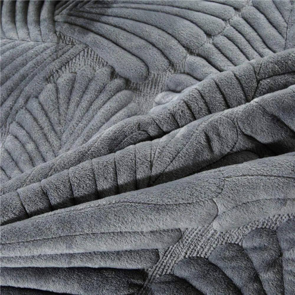 روتختی طرح‌دار دو نفره و سوپر کینگ سایز گارکن، ست ملحفه پنبه‌ای، لحاف سه تکه با طرح برگ، روکش تخت خواب میکروفایبر نرم با 2 روبالشی، خاکستری - 224x234 سانتی‌متر